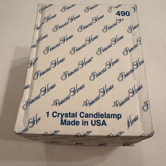NIB Vtg Princess House Crystal Candlelamp w/ Floral Etching #490 6" H - Picture 2 of 4